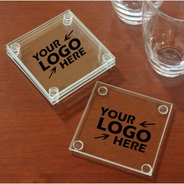 Crystal Glass Coaster 4 in 1 Set